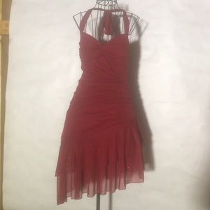 Red 3/4 Party Dress with Sparkles